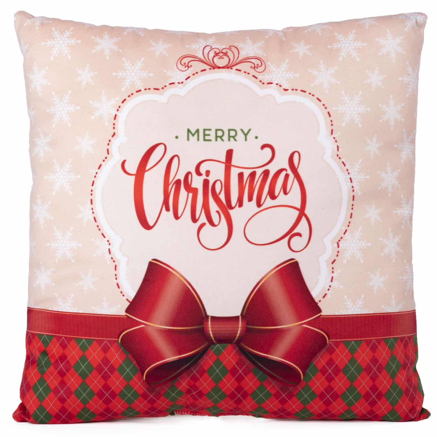 Christmas pillow with ribbon