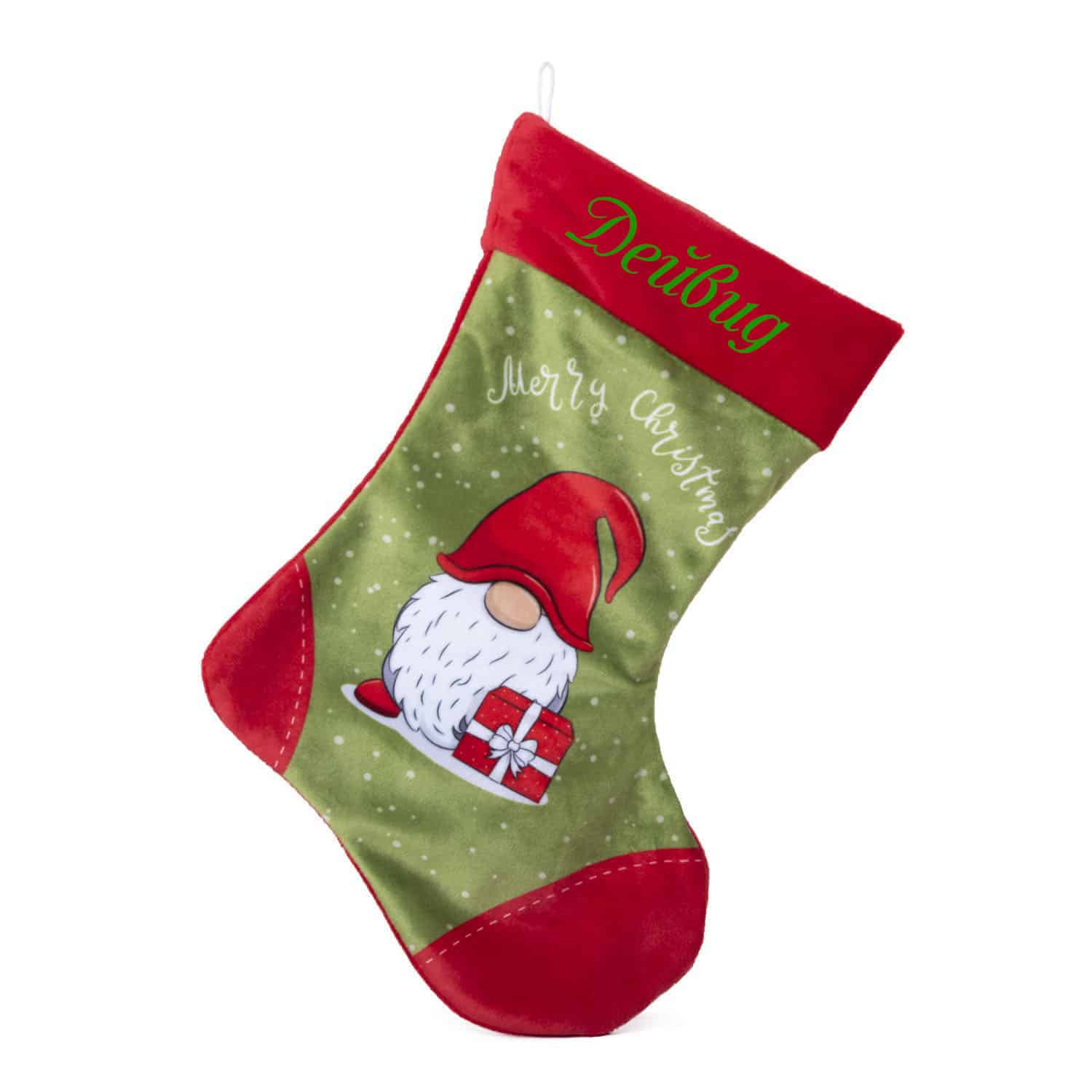 Christmas sock with elf - Green