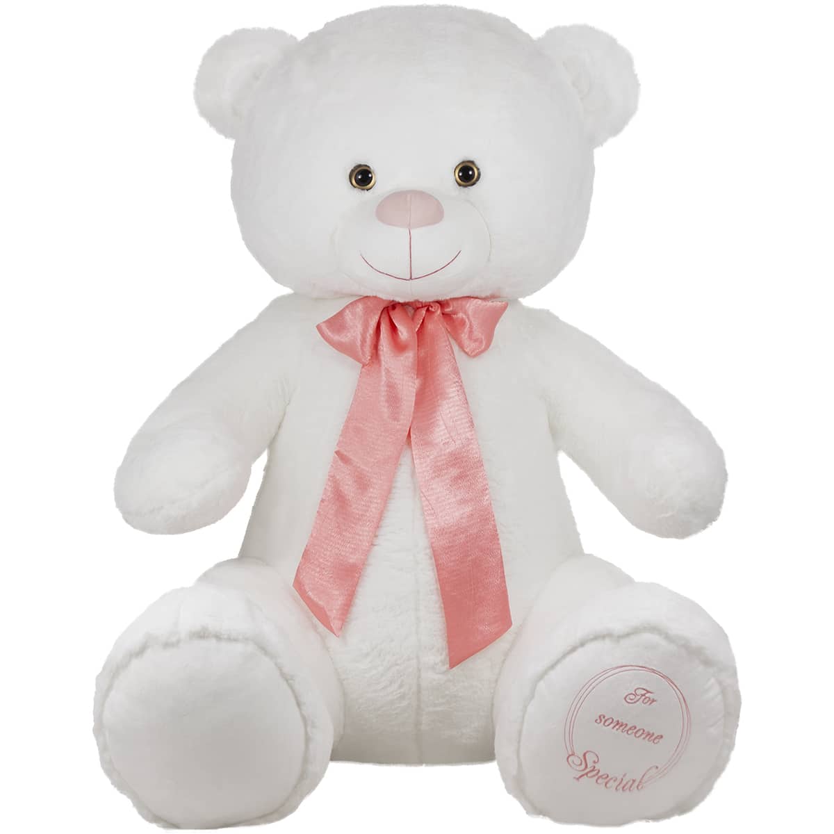 Мече с панделка - Бяло