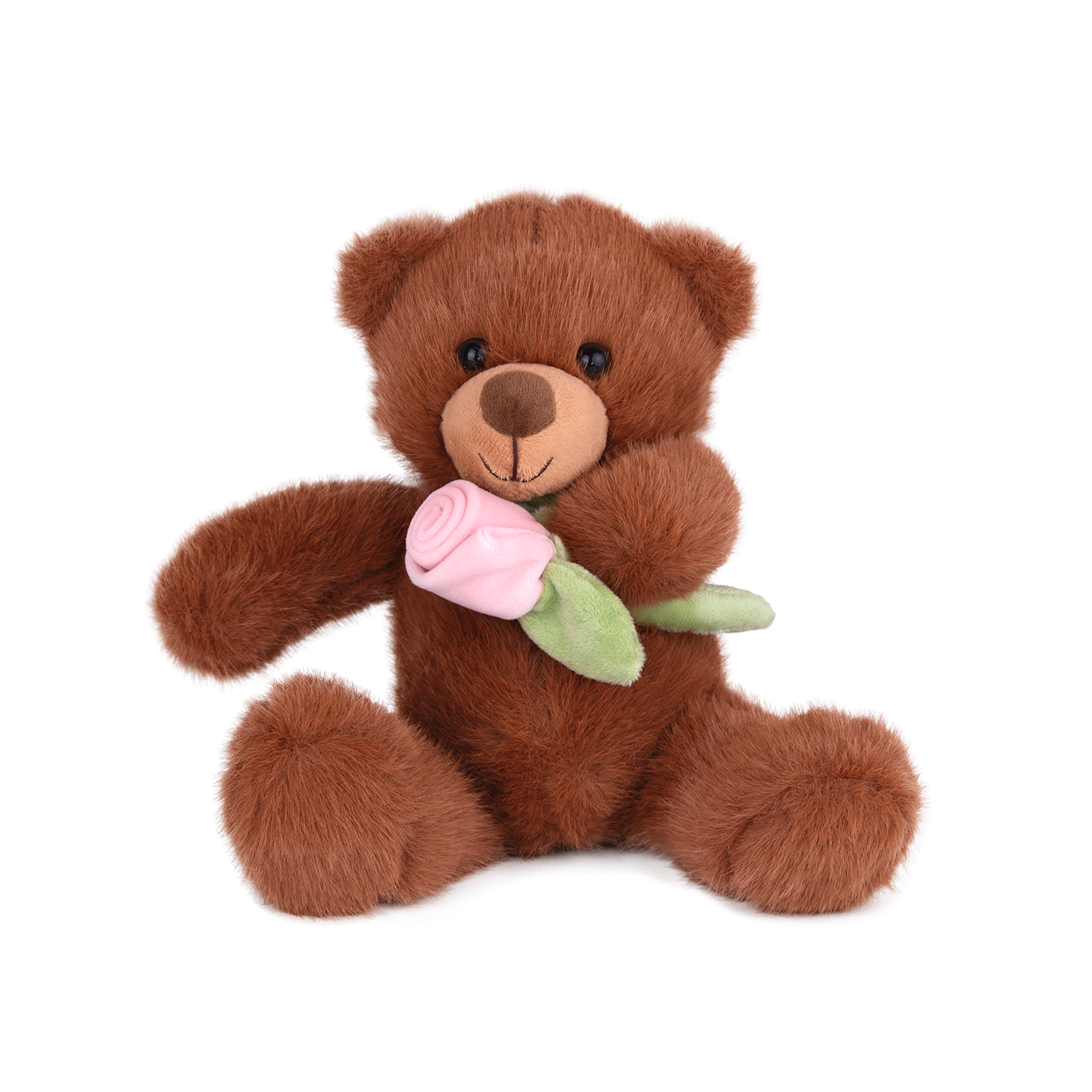 Мече с цвете - Кафяв