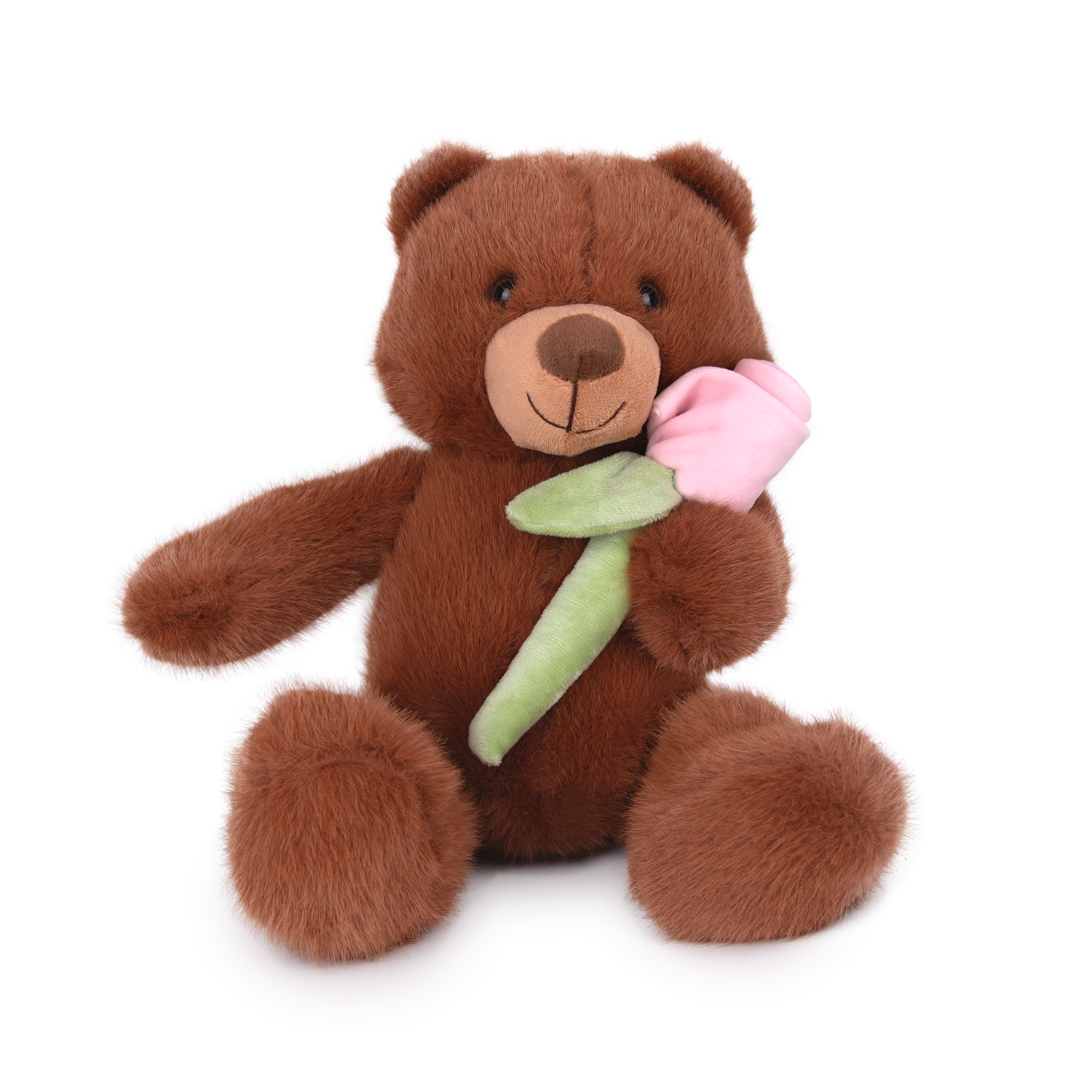 Мече с цвете - Кафяв