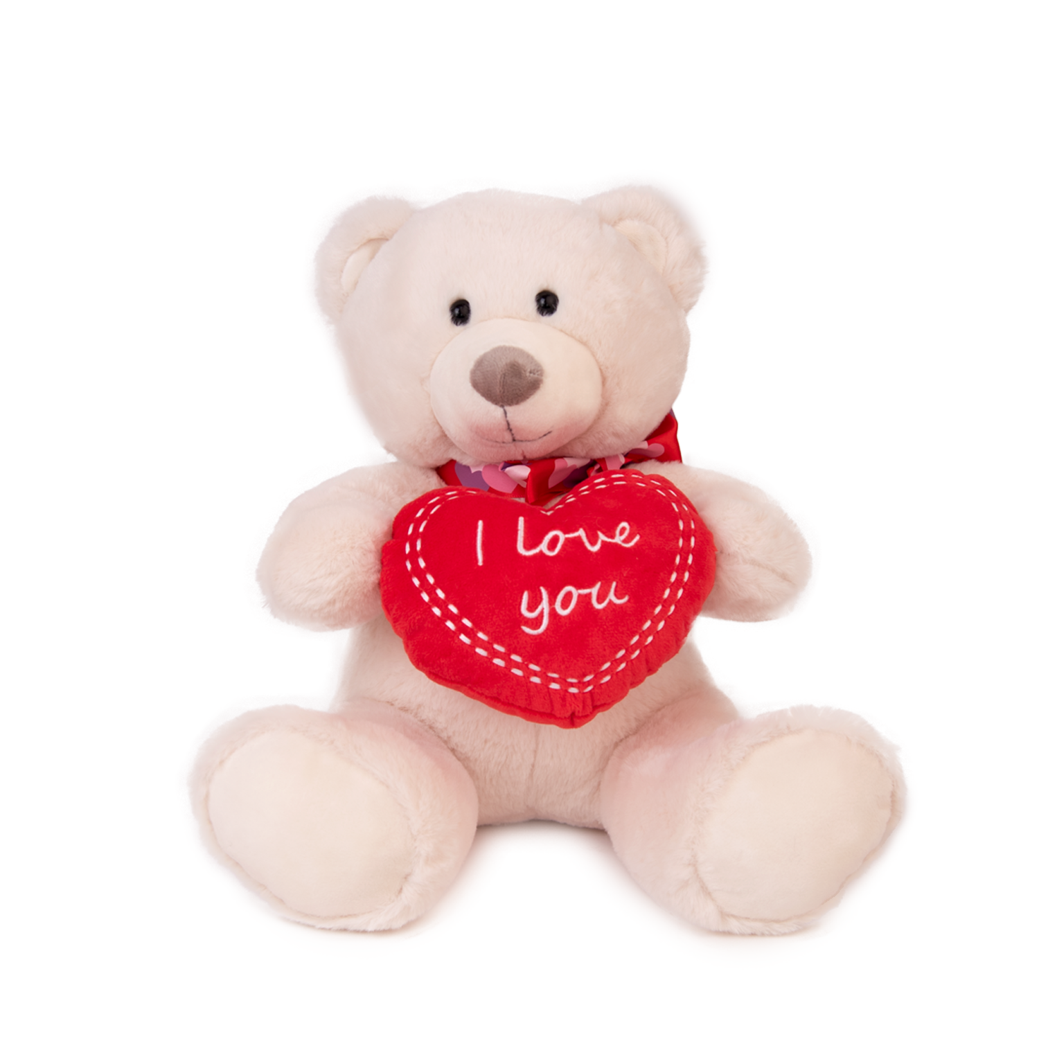 Bear with heart and ribbon - Beige