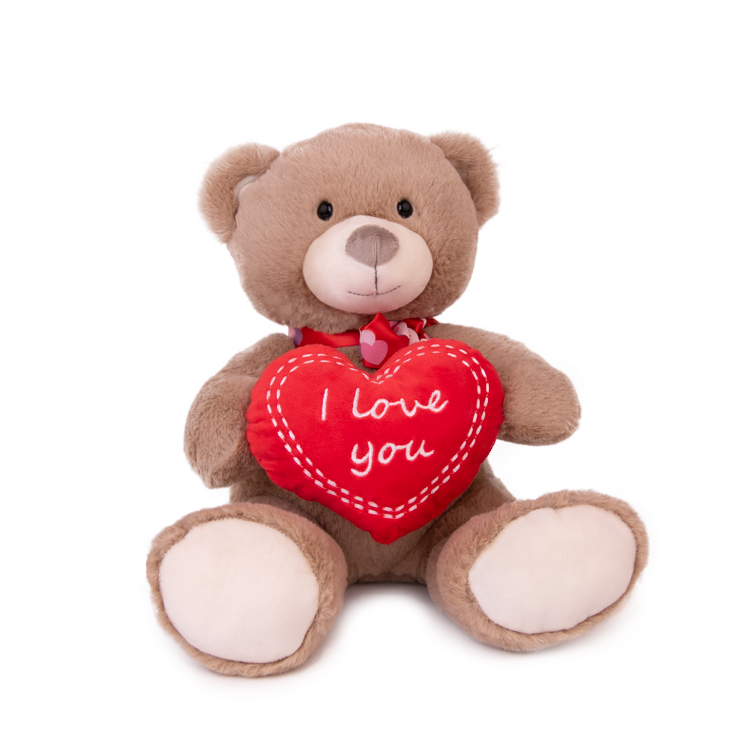 Bear with heart and ribbon - Dark Beige