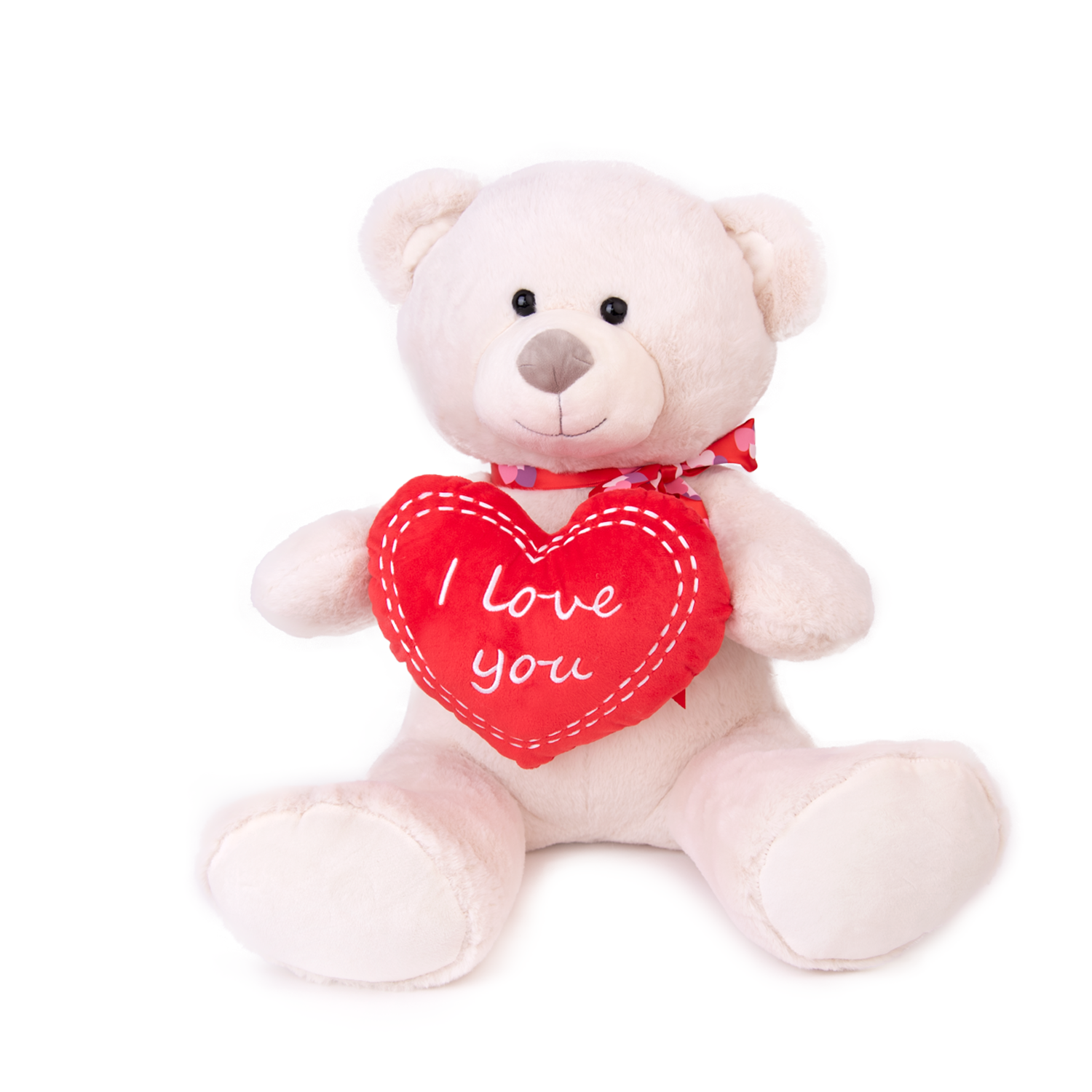 Bear with heart and ribbon - Beige