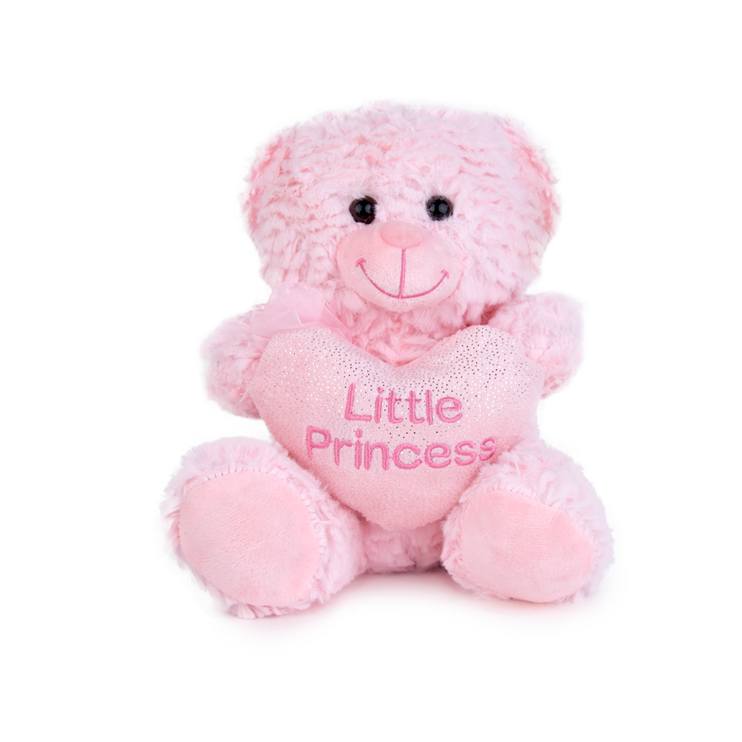 Мече със сърце - Розов 25см