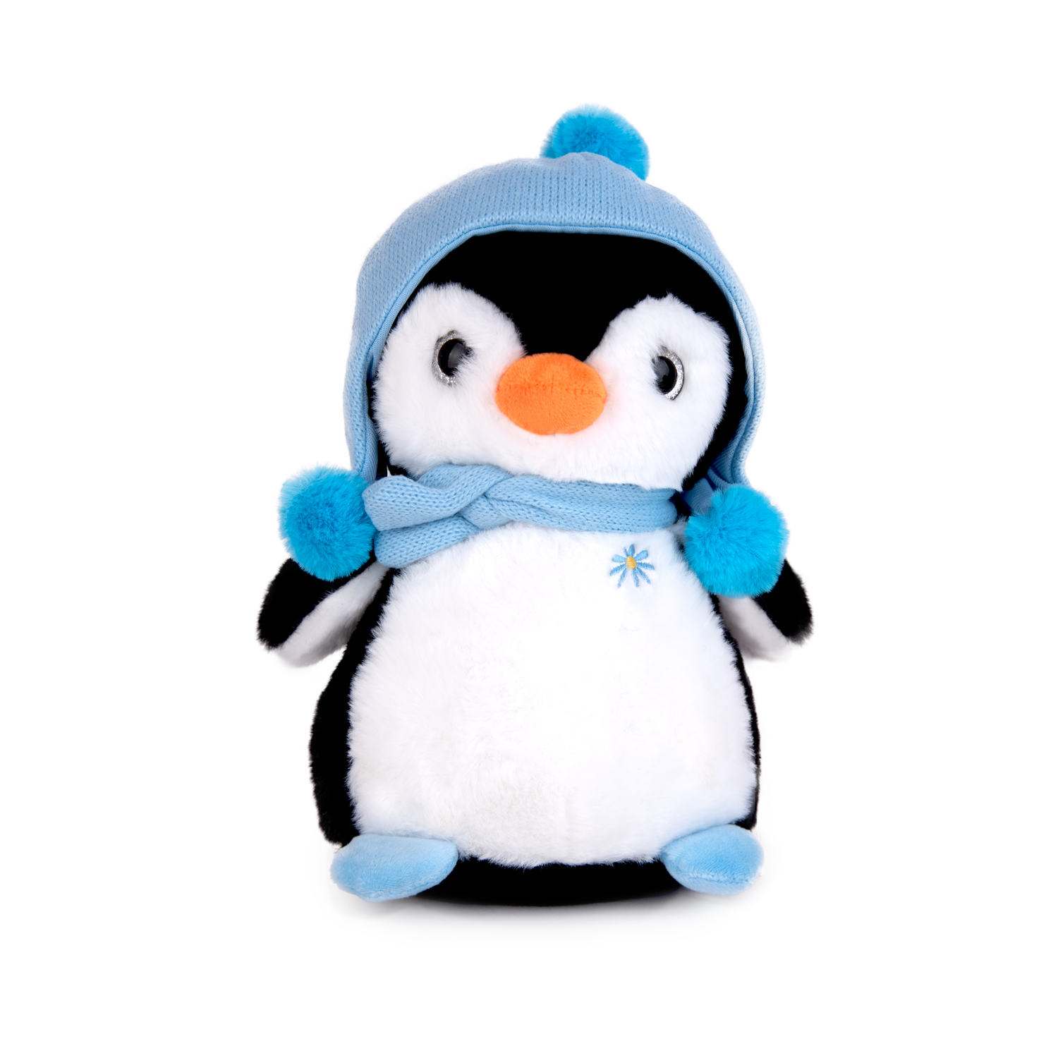 Пингвин със синя шапка и шал 25см