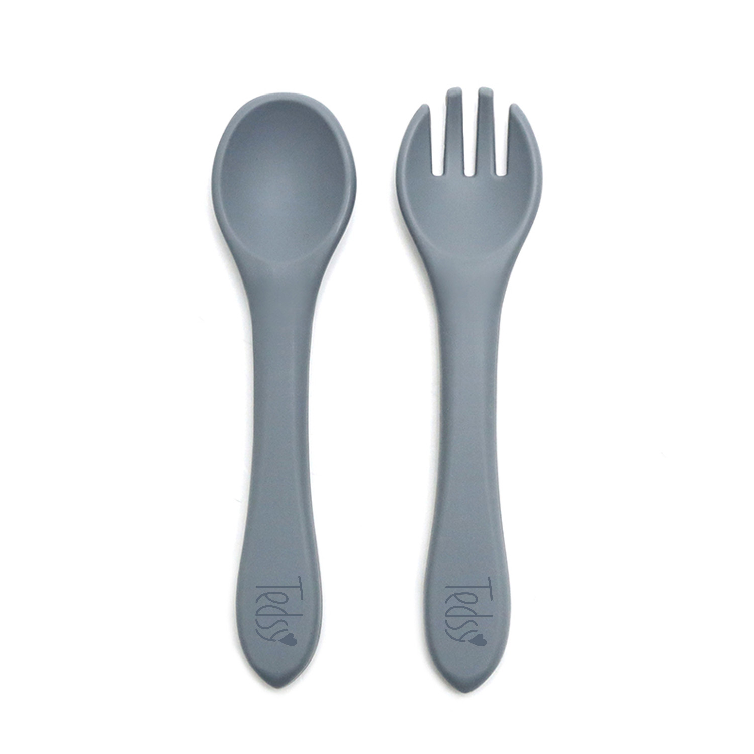 Бебешки силиконови прибори - Сив