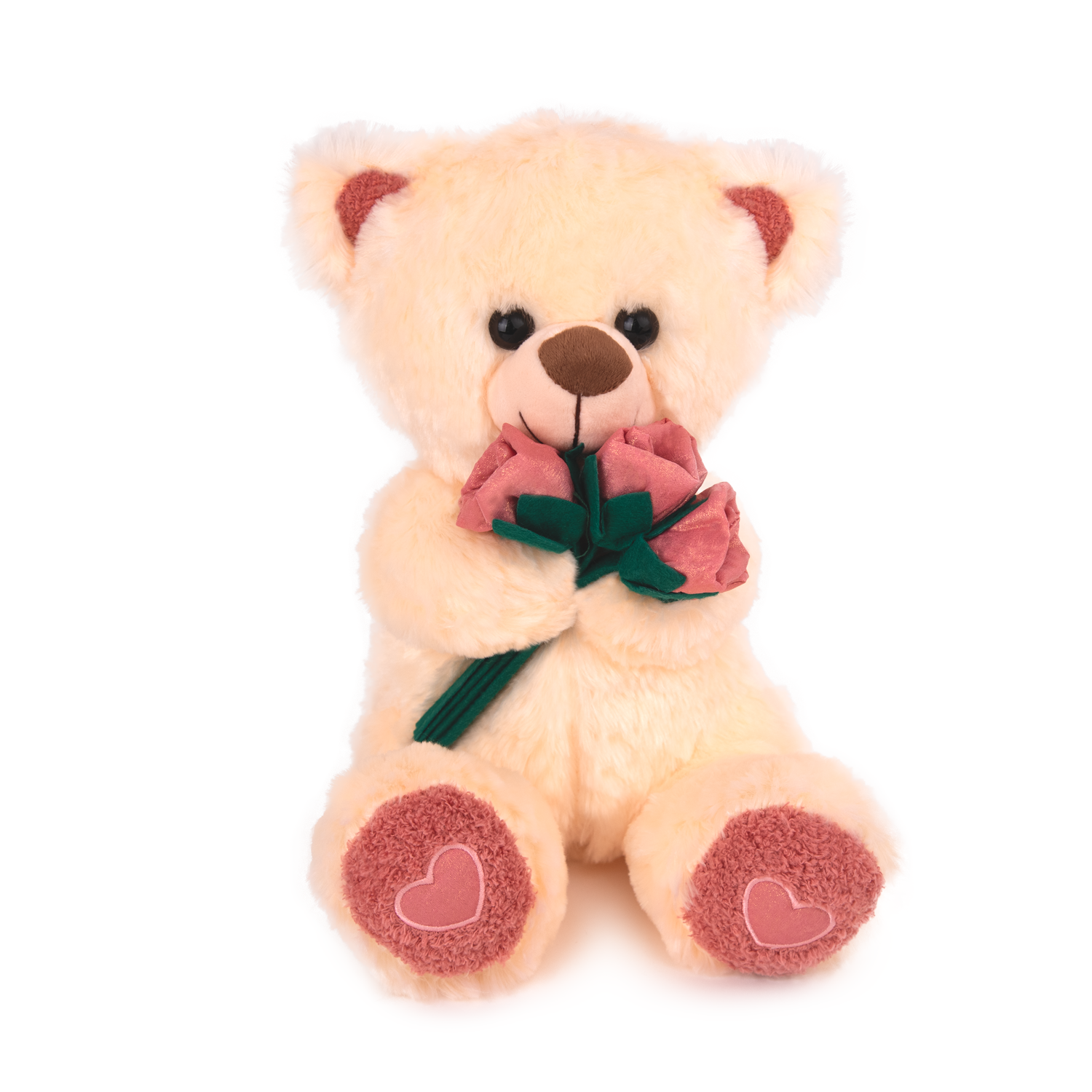 Мече с рози - Екрю 30см