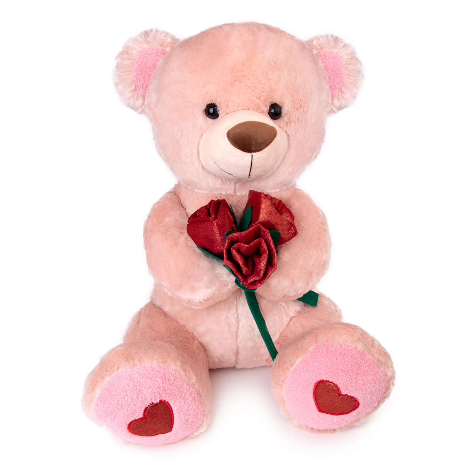 Мече с рози - Бежов 60см