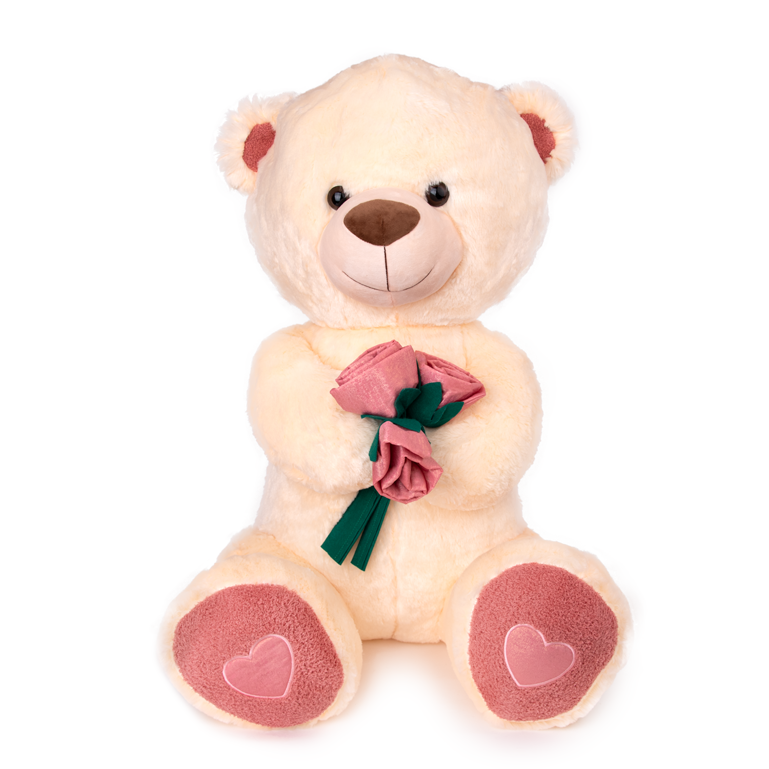 Bear with roses - Ecru 100cm