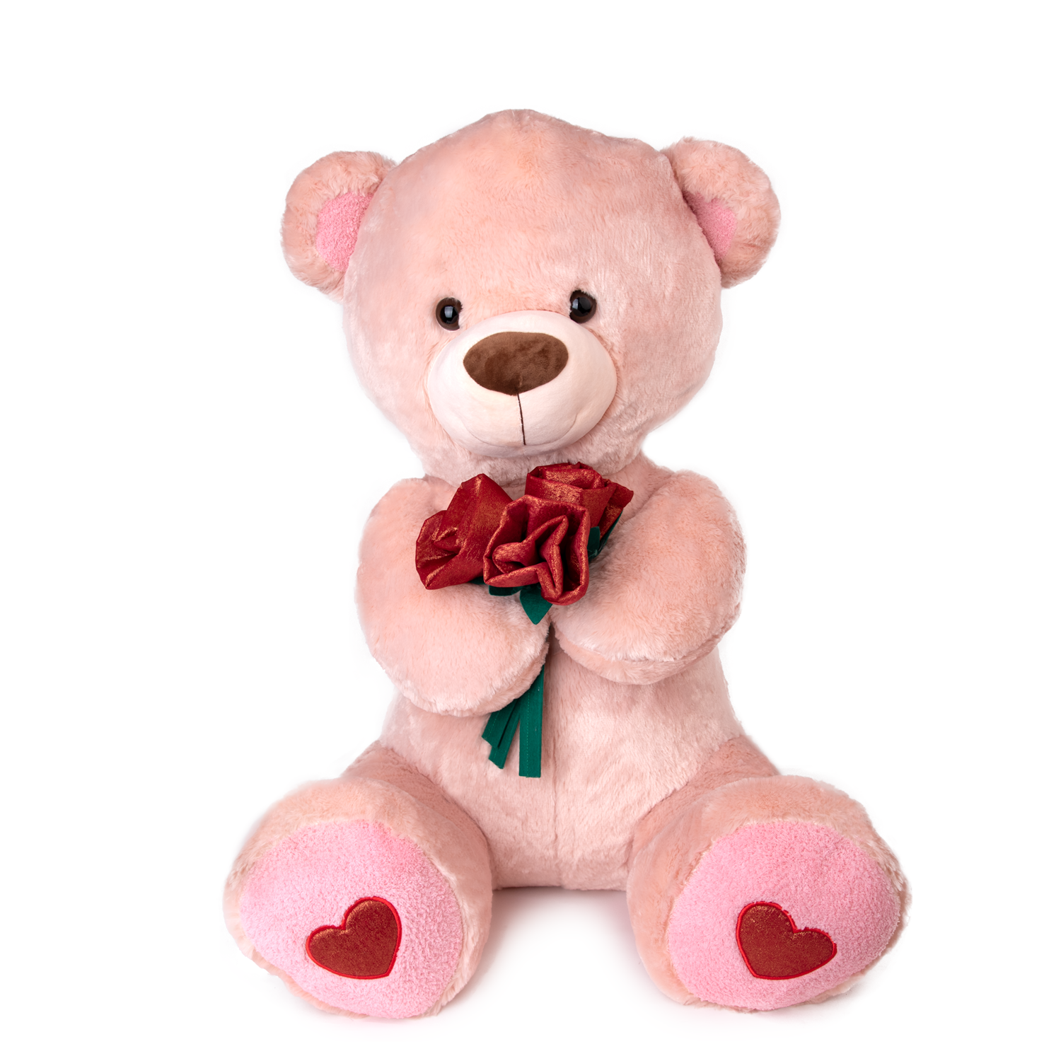 Мече с рози - Бежов 80см