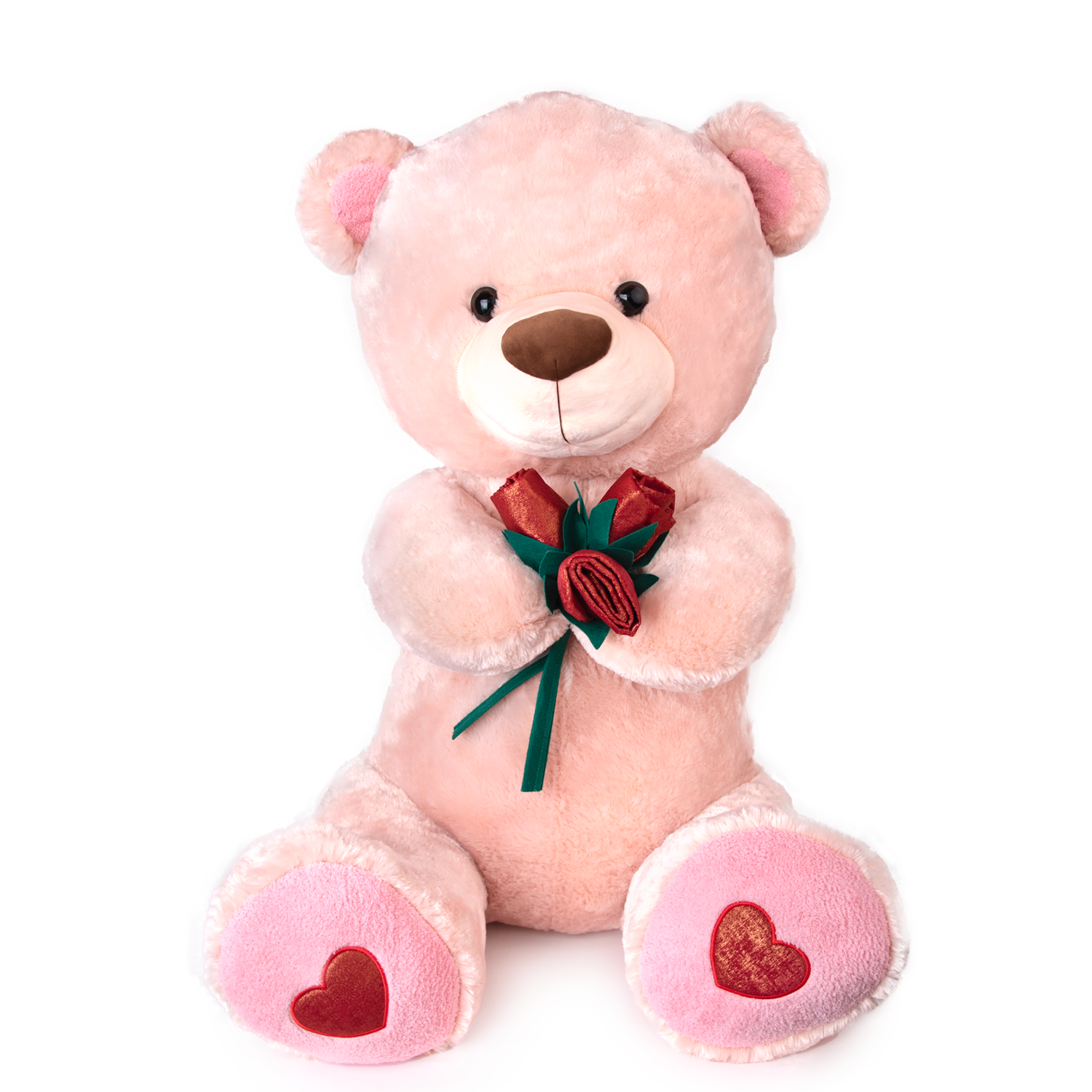 Мече с рози - Бежово 100см