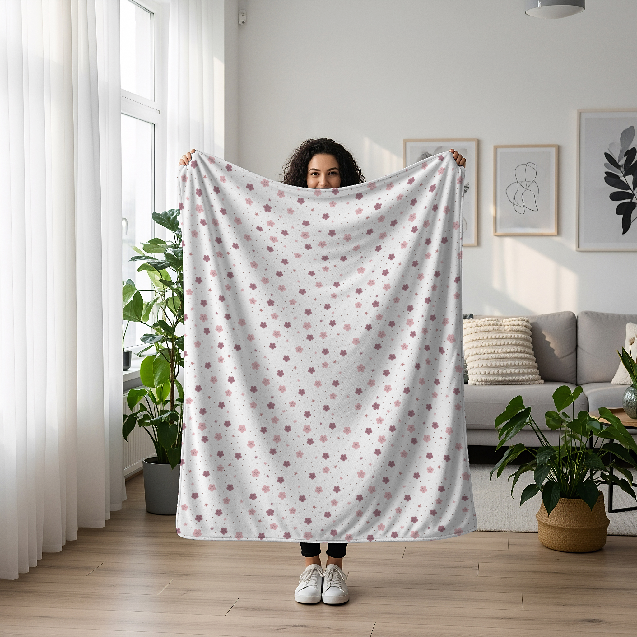 Бебешко одеяло Розови цветчета