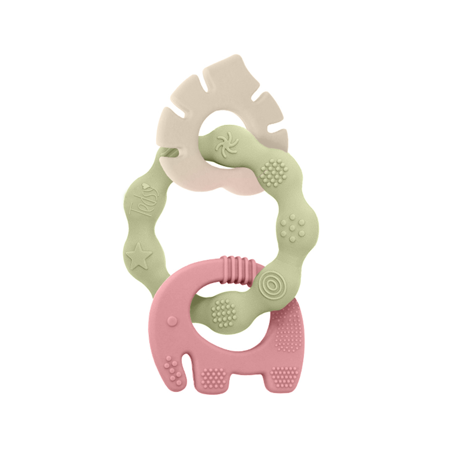 Силиконова гризалка 3 части - Бежов+Т.розов