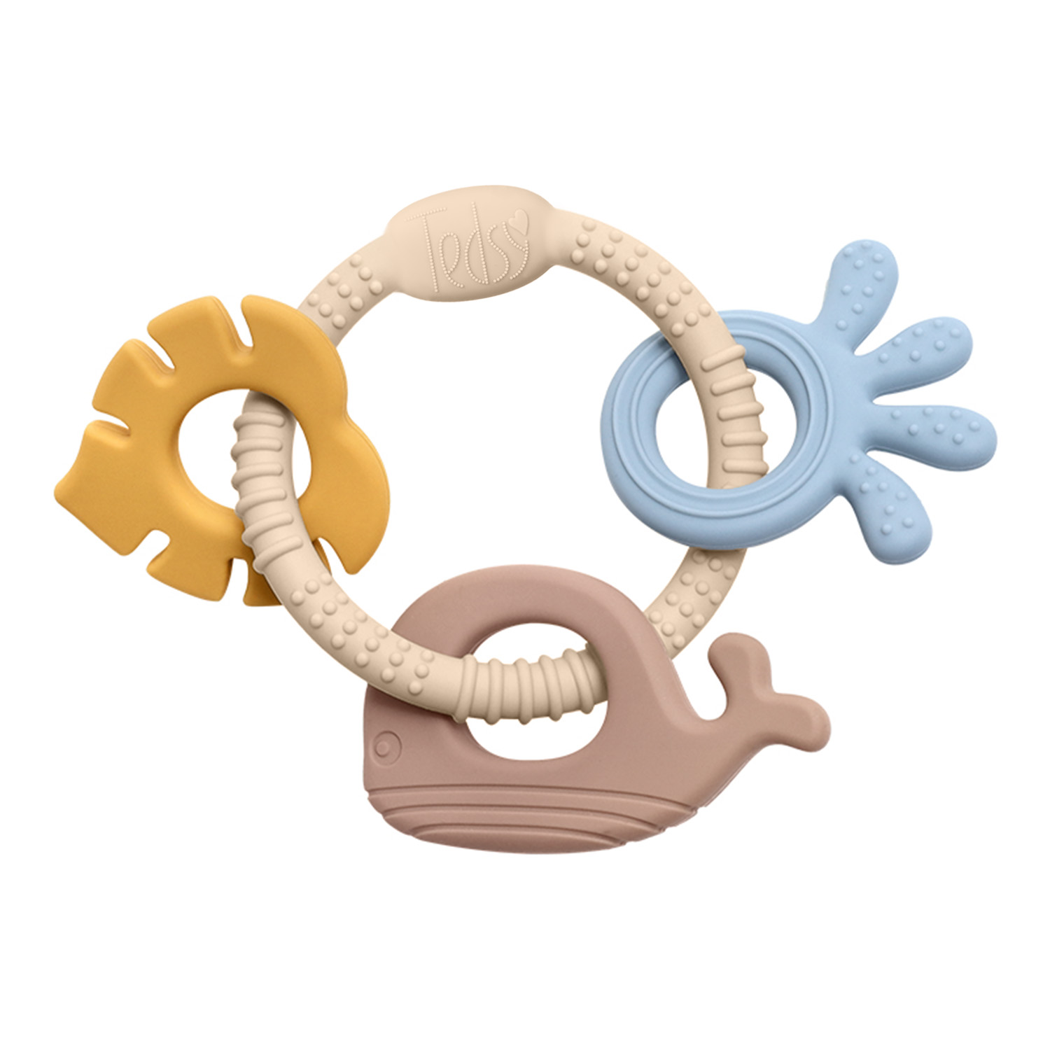 Силиконова гризалка 4 части - Горчица+Полско сиво