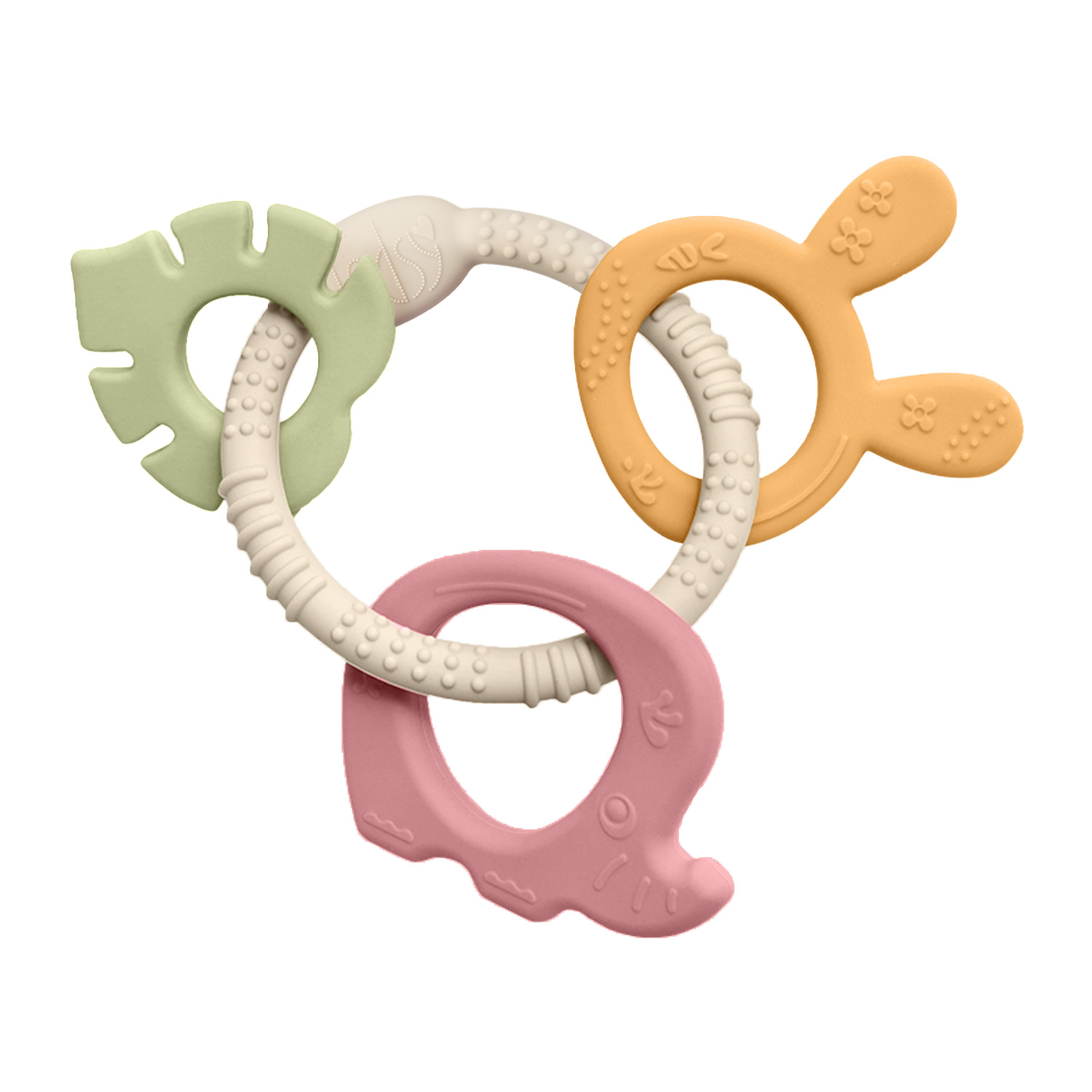 Силиконова гризалка 4 части - Зелен+Т.розов