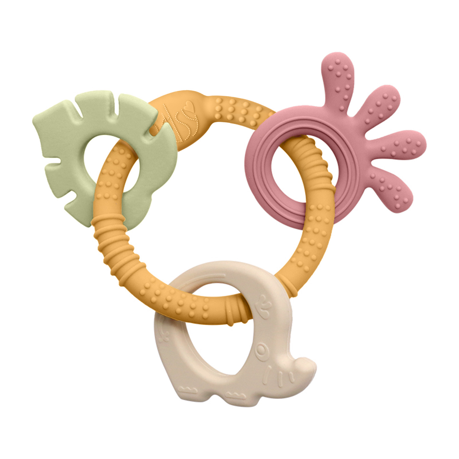 Силиконова гризалка 4 части - Зелен+Бежов