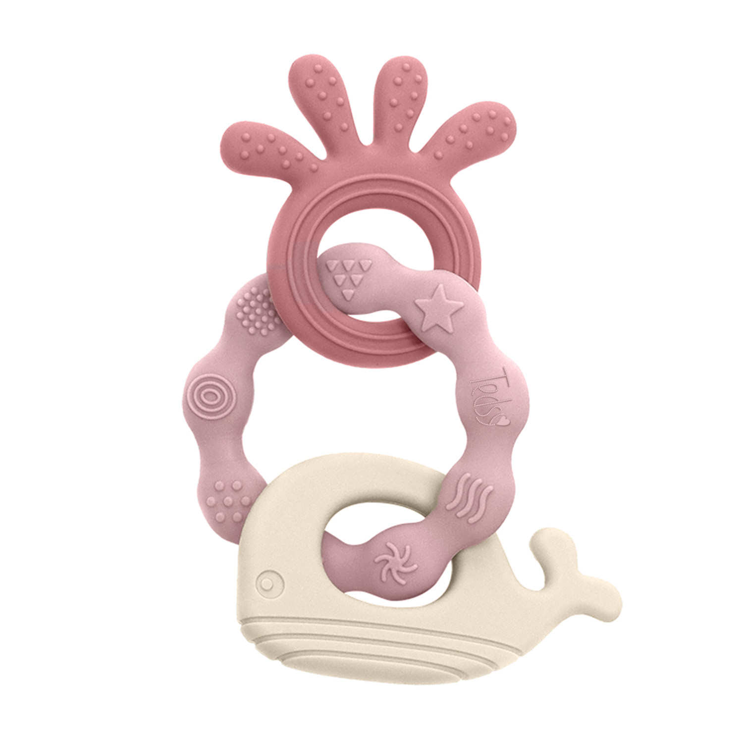 Силиконова гризалка 3 части - Т.розов+Бежов