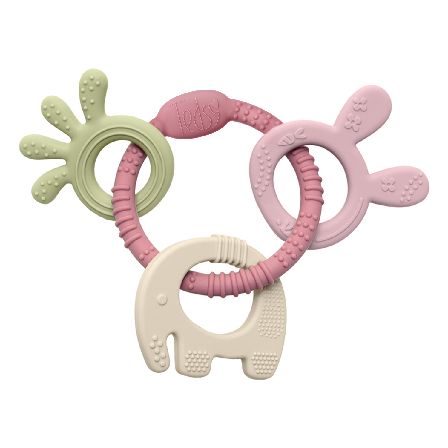 Силиконова гризалка 4 части - Зелен+Бежов