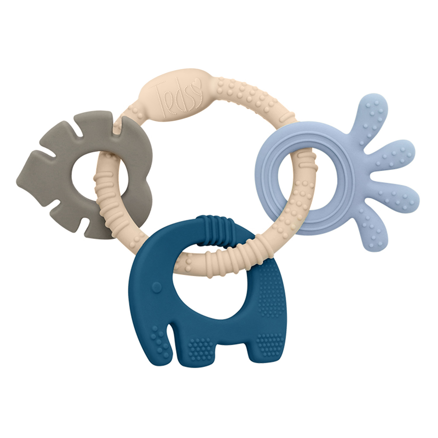 Силиконова гризалка 4 части - Сиво-зелен+Т.Син