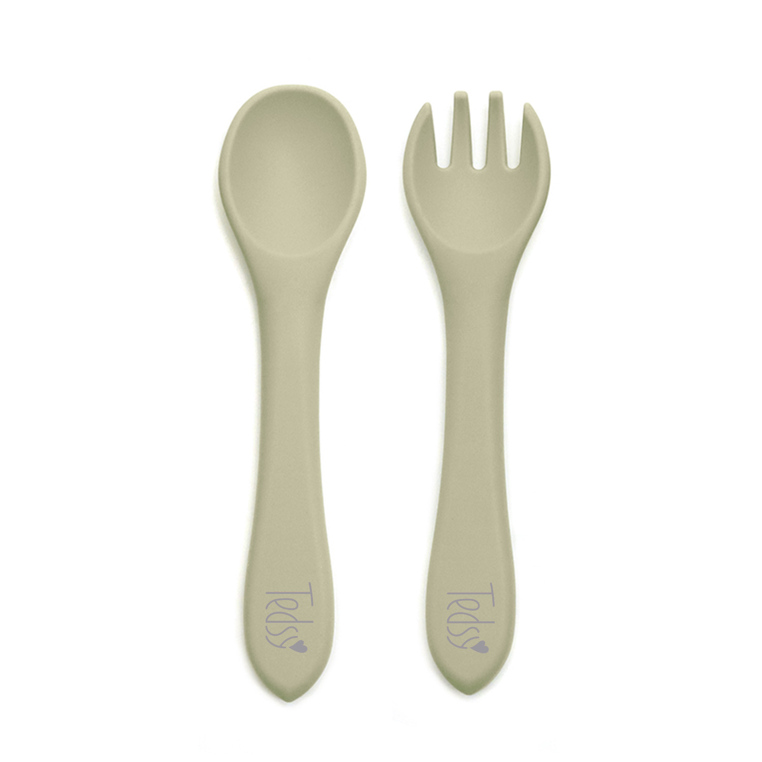 Бебешки силиконови прибори - Зелен