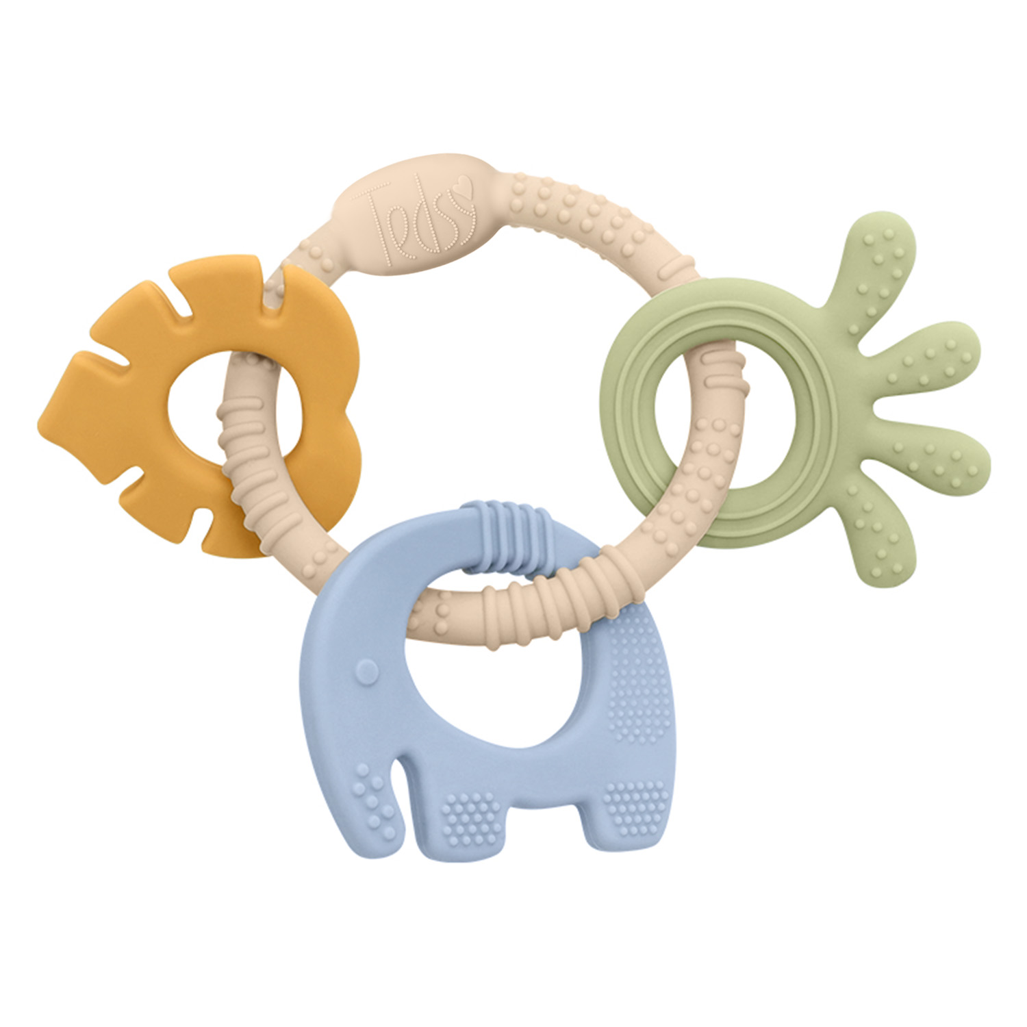 Силиконова гризалка 4 части - Горчица+Син