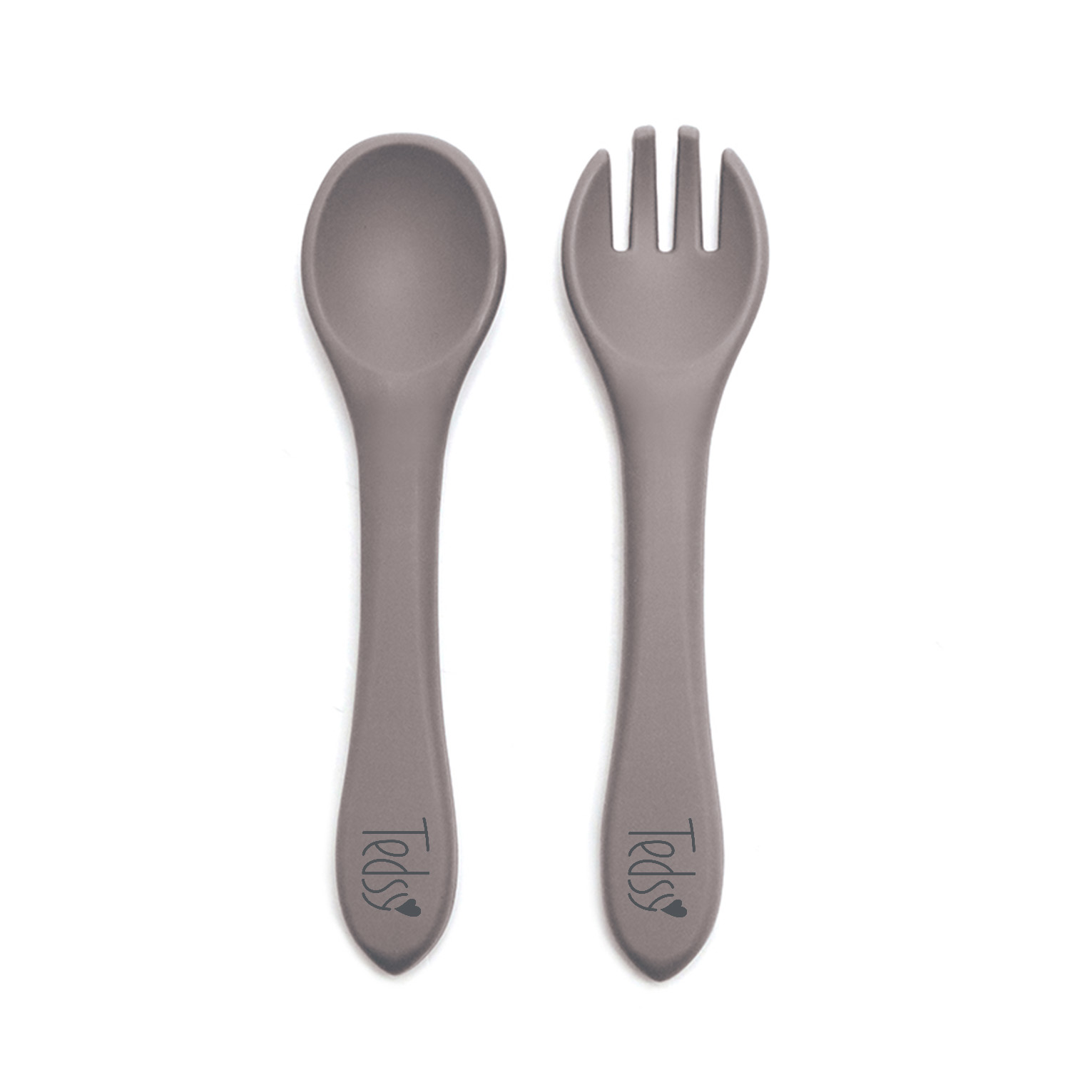 Бебешки силиконови прибори - Сиво-зелен