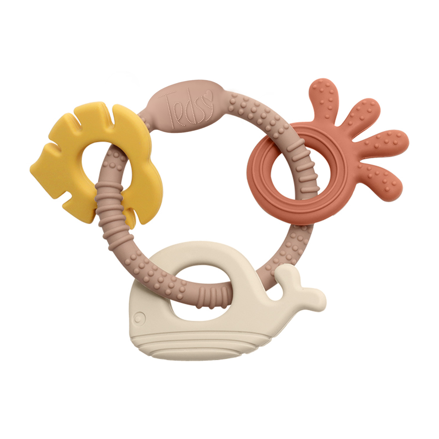 Силиконова гризалка 4 части - Горчица+Бежов