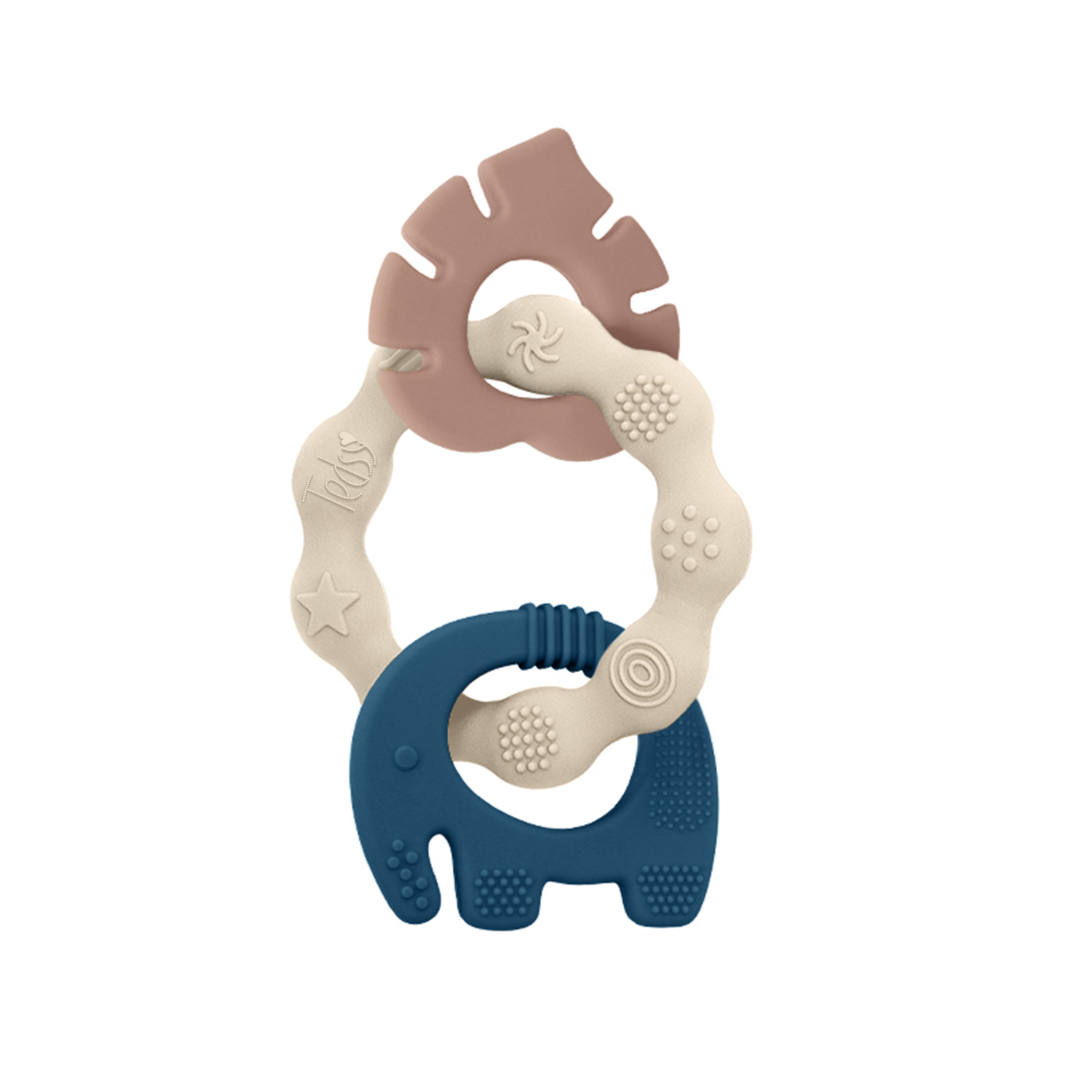 Силиконова гризалка 3 части - Сиво-зелен+Т.син