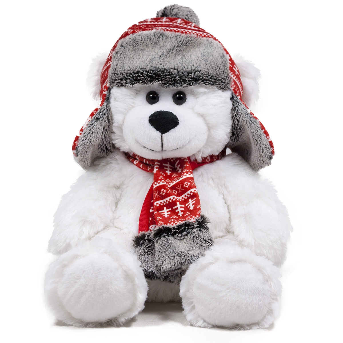 Bear with hat and scarf - White