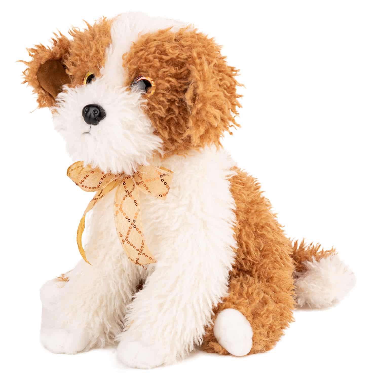 Sitting dog with a ribbon - Brown