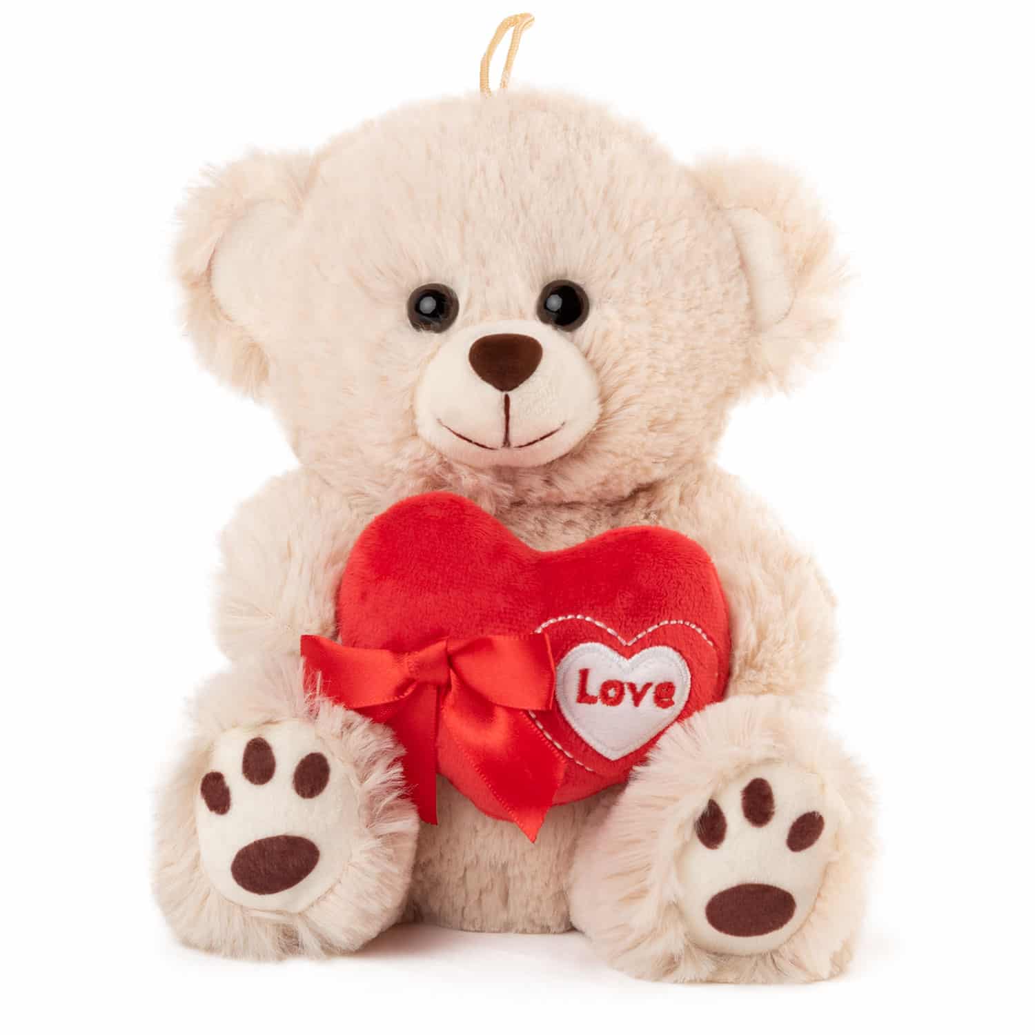 Bear holding red heart - Beige