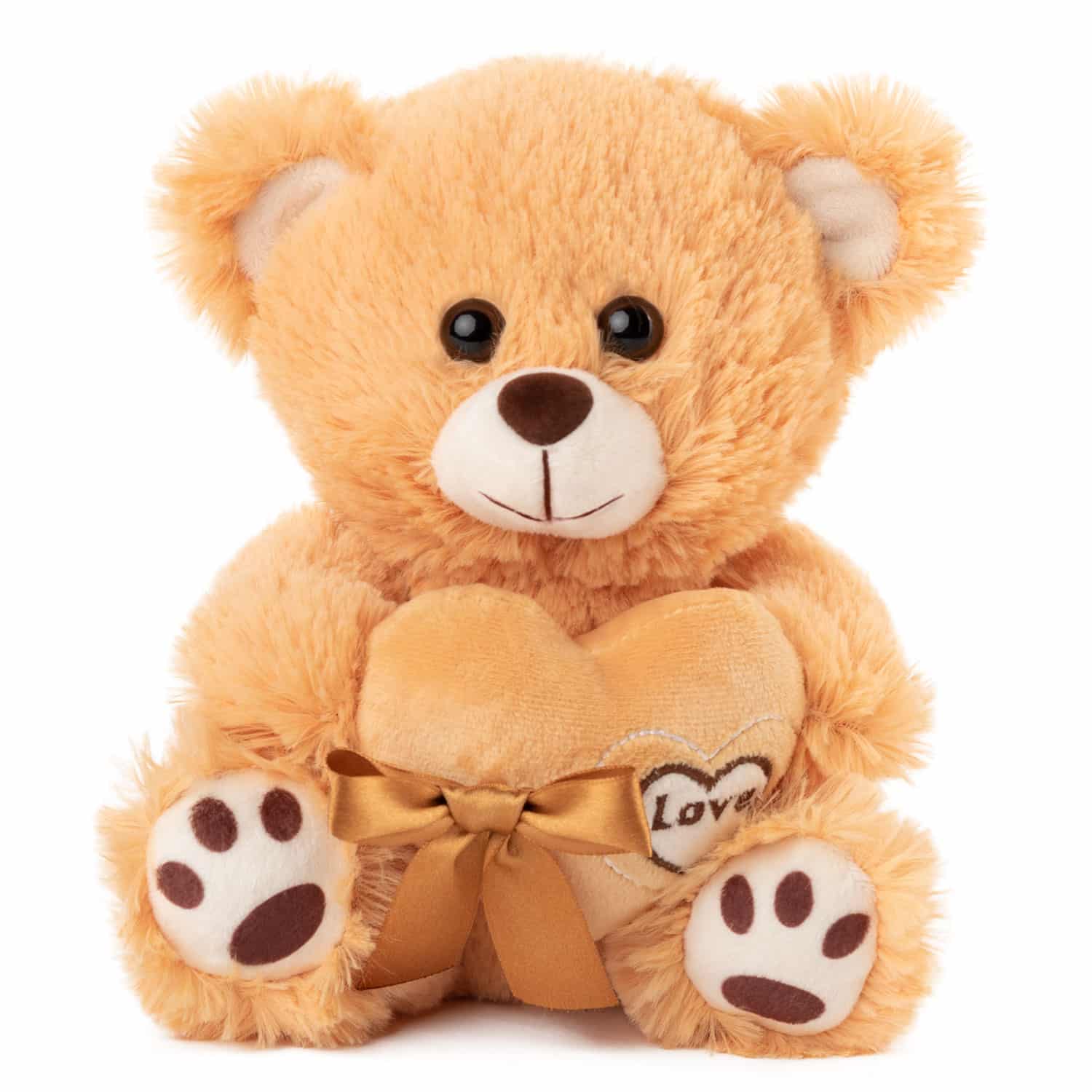 Bear holding beige heart - Brown