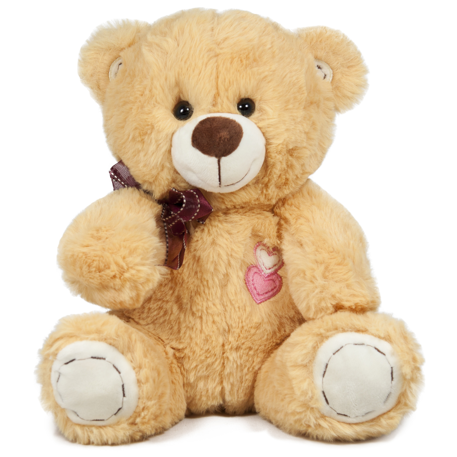 Bear with a burgundy ribbon - Brown