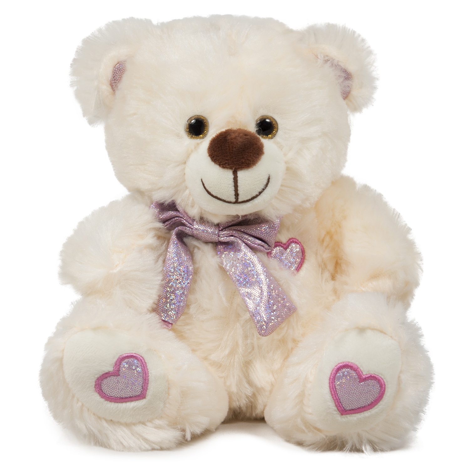 Bear with shiny ribbon - White