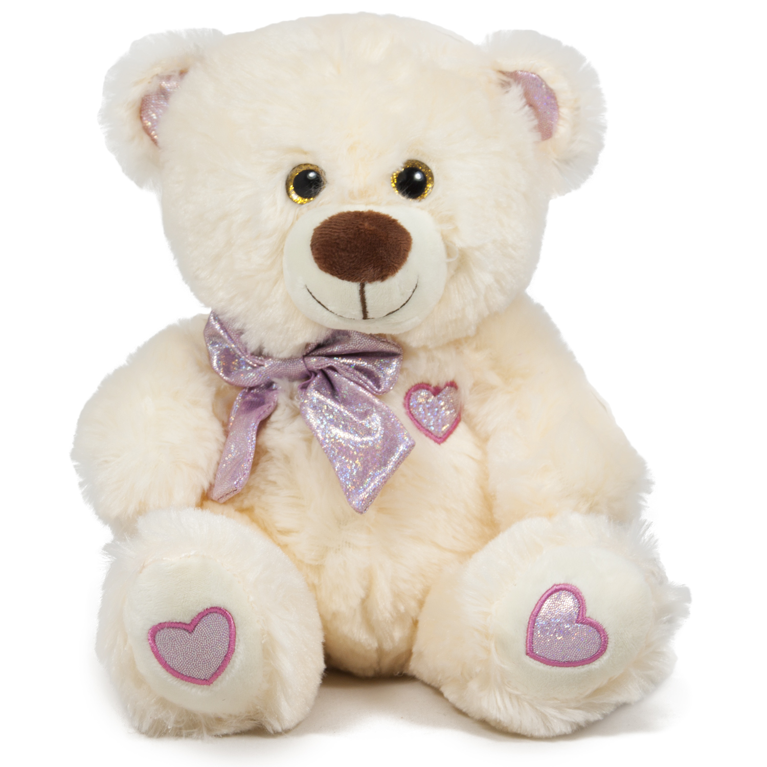 Bear with shiny ribbon - White