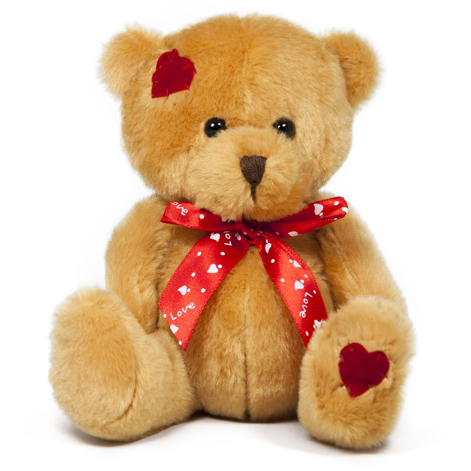 Bear with red ribbon - Brown