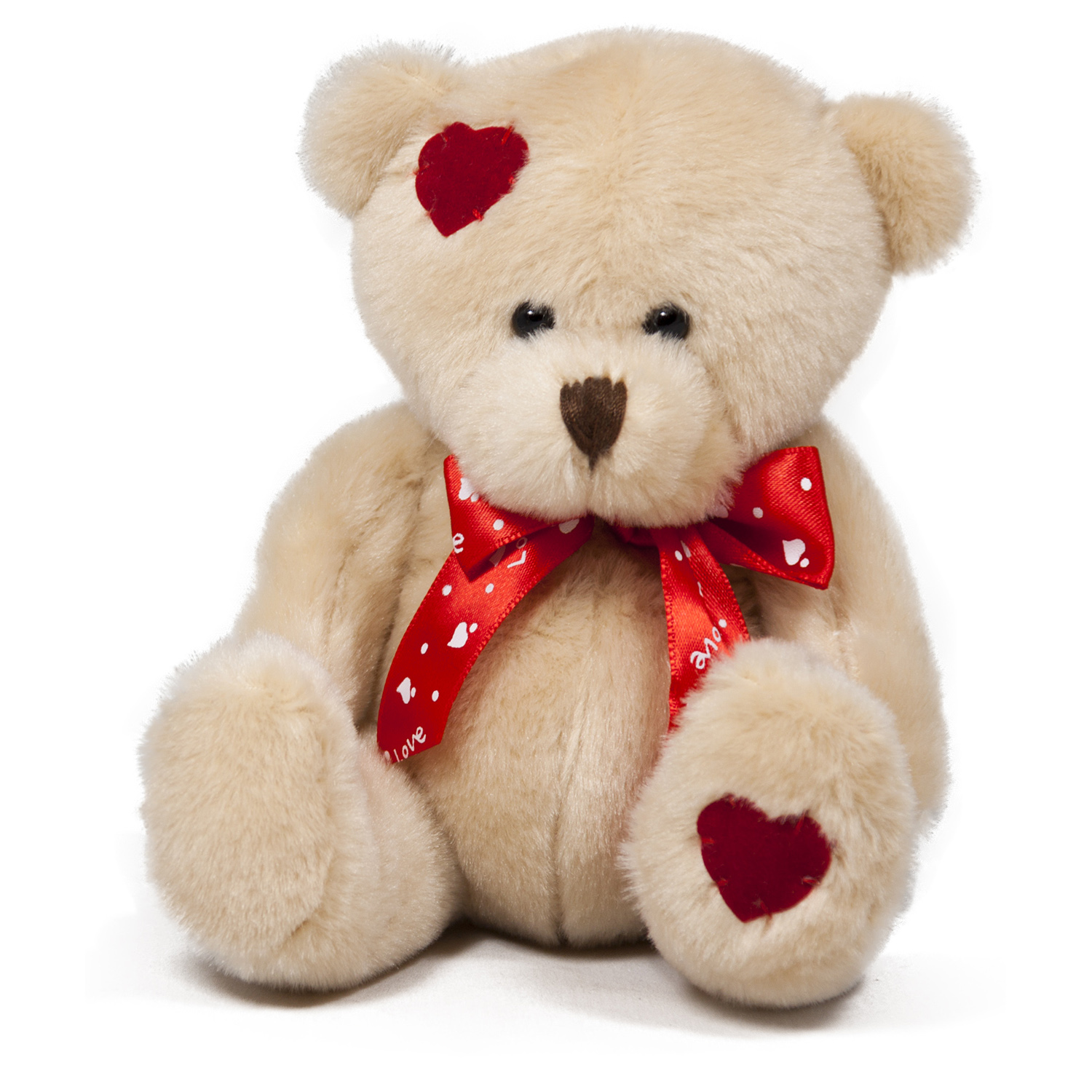 Bear with red ribbon - Beige