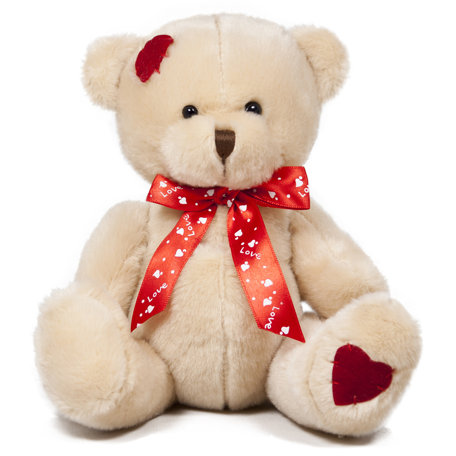 Bear with a red ribbon