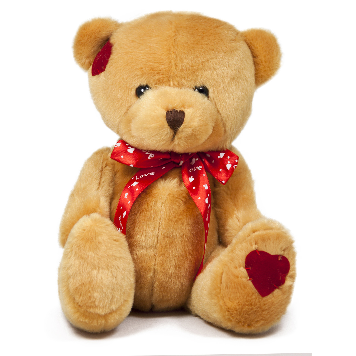 Bear with red ribbon - Brown