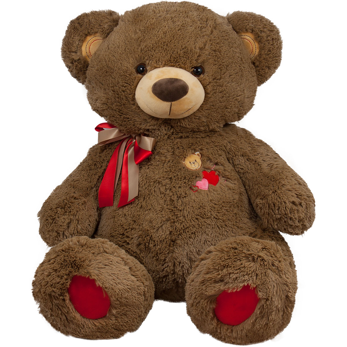 Bear with double ribbon - Brown