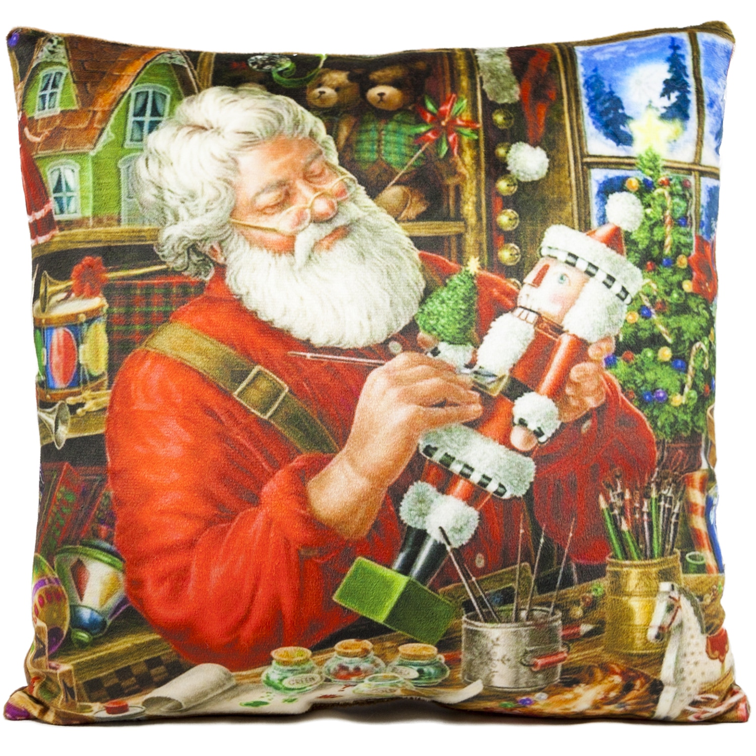 Christmas pillow - Santa Claus with a toy