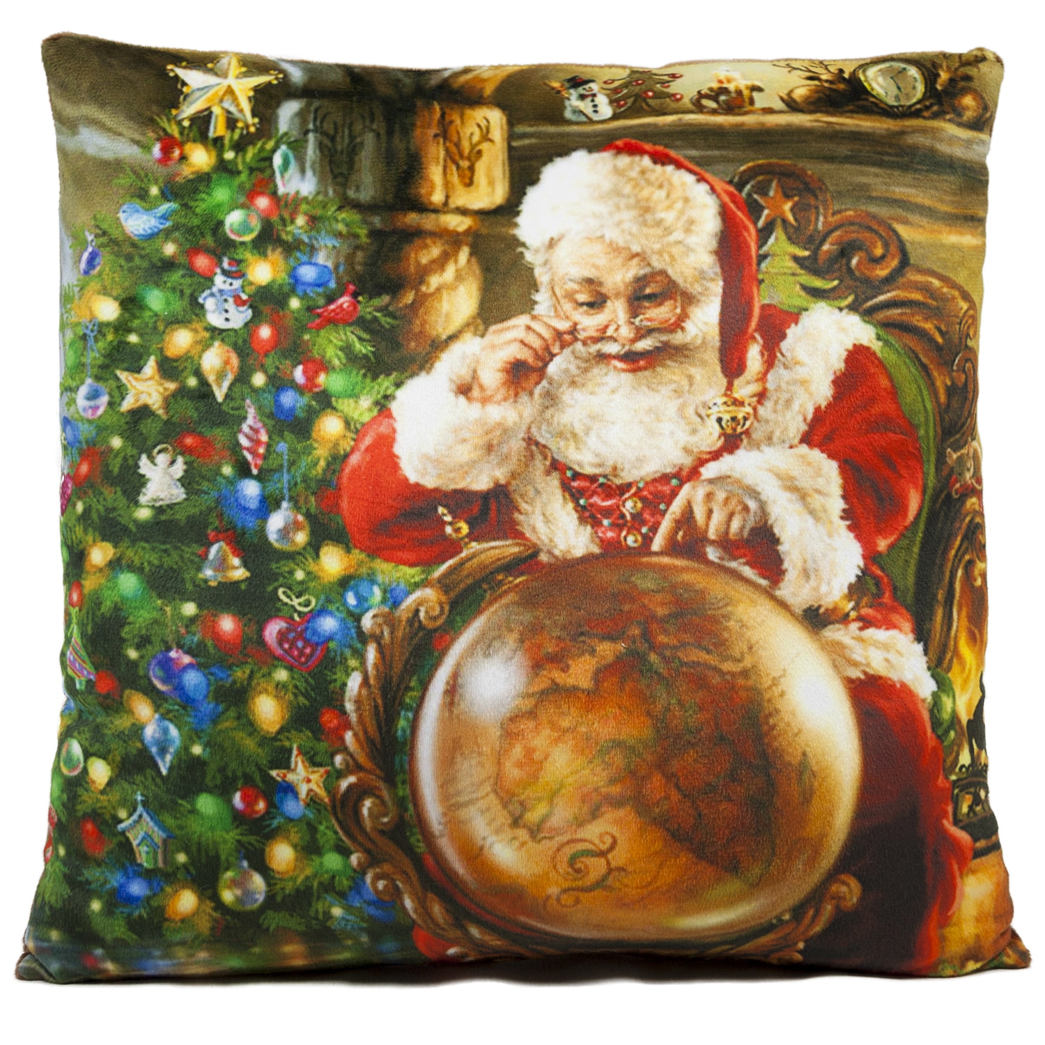 Christmas pillow - Santa Claus with a globe