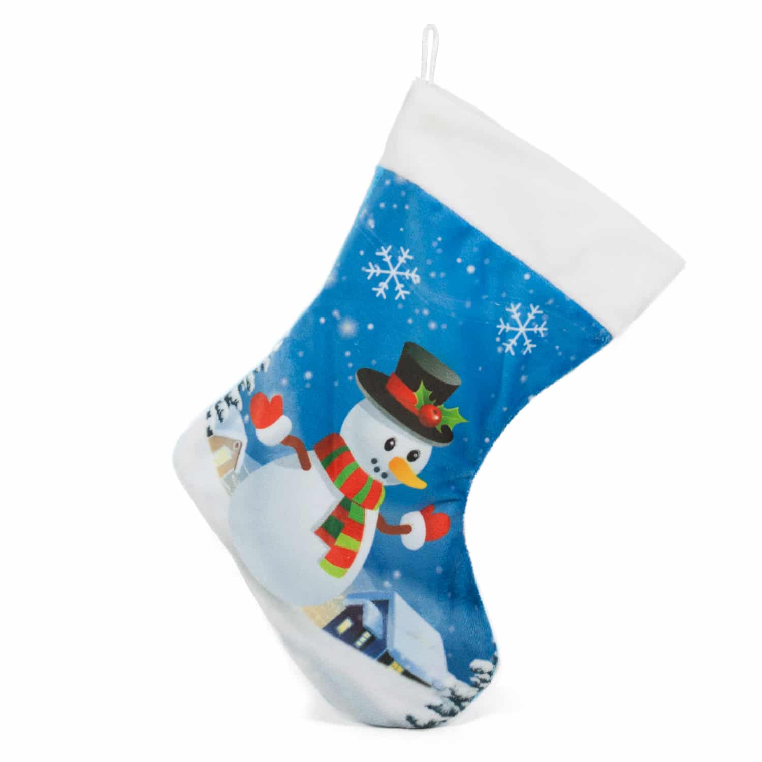 Christmas sock - Blue with a snowman