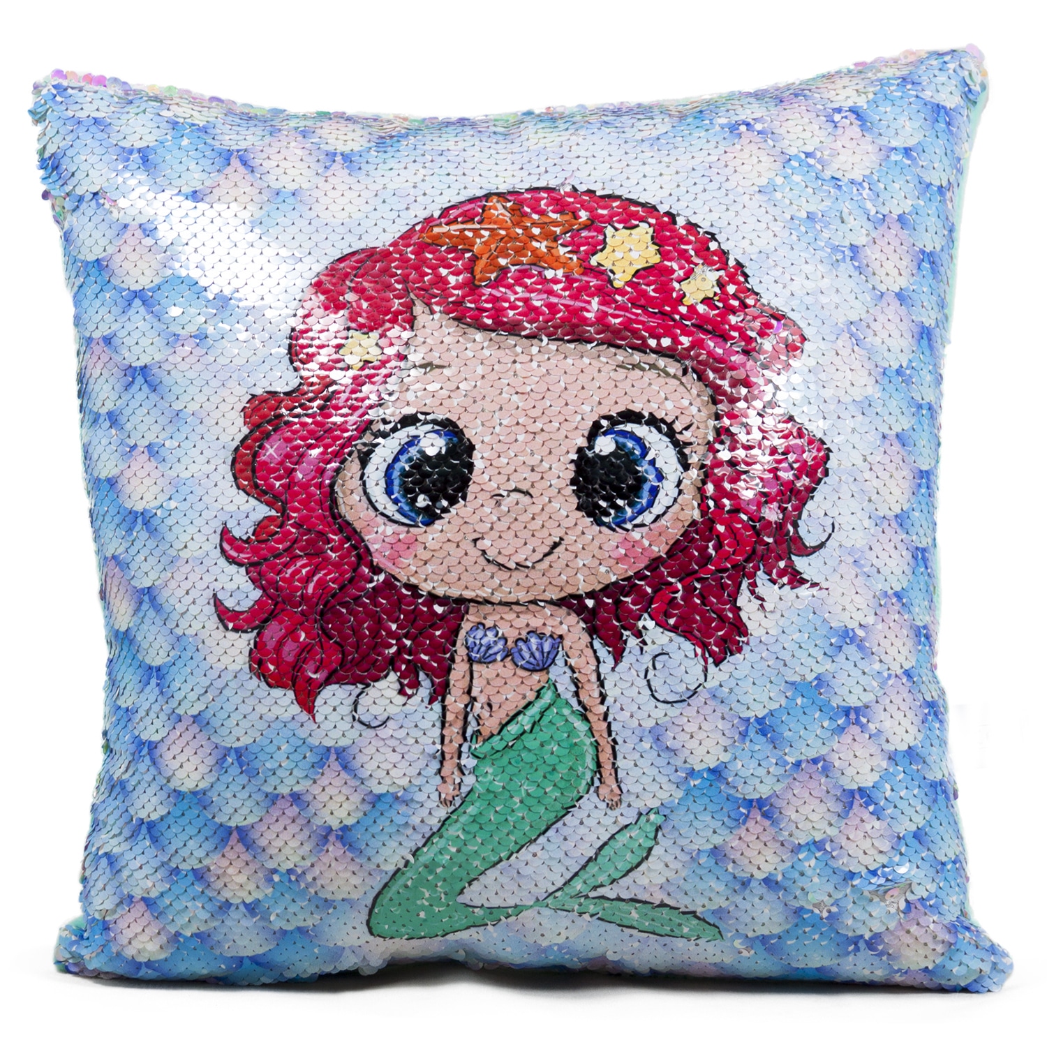 Pillow with mermaid and sequins