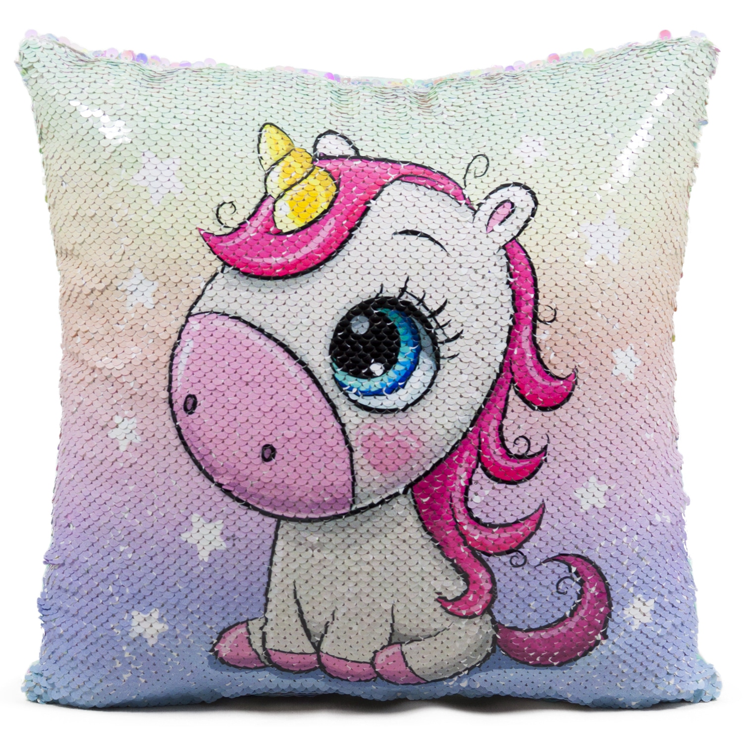 Pillow with unicorn and sequins
