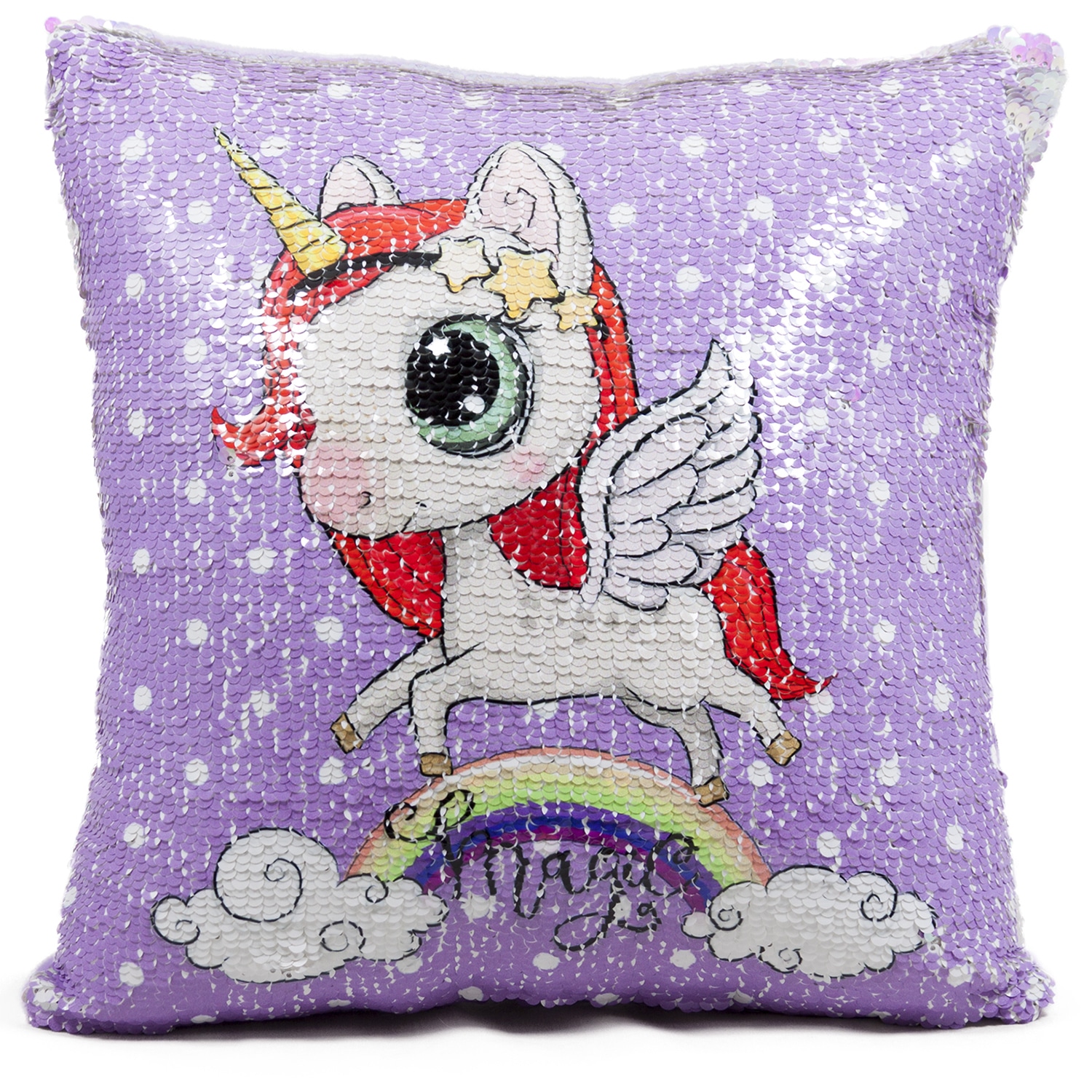 Pillow with unicorn and sequins