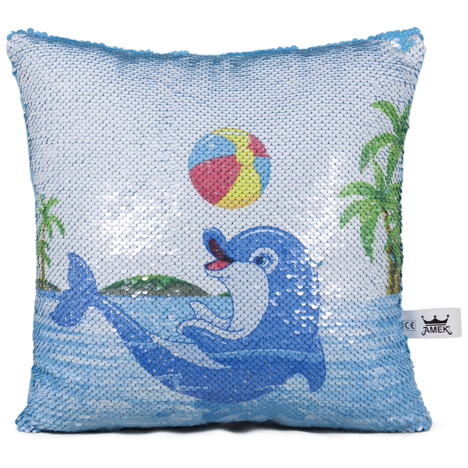 Pillow with dolphin and sequins