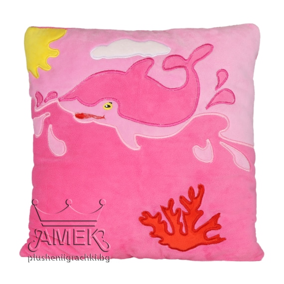 Pillow with dolphin - Pink