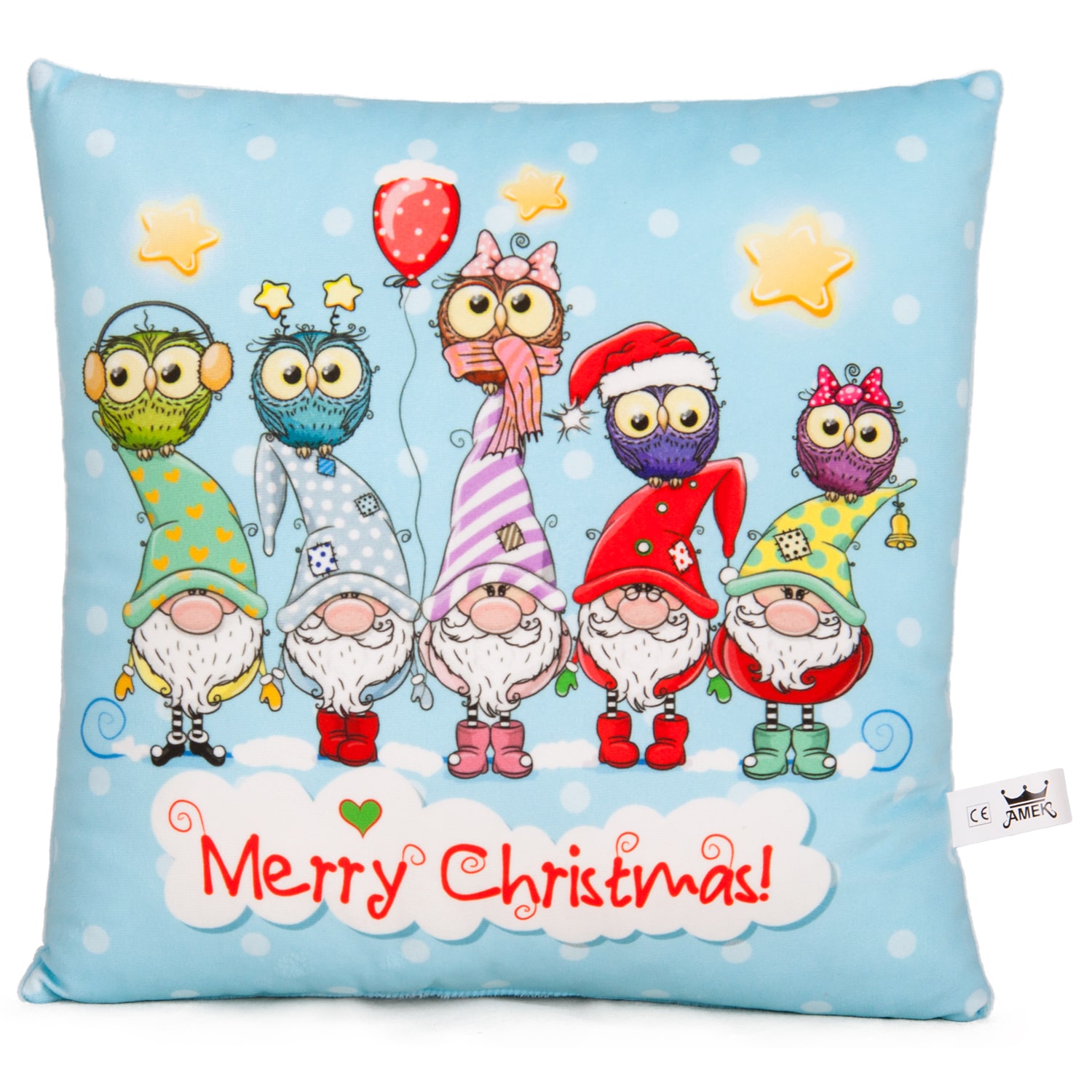 Christmas pillow with dwarfs